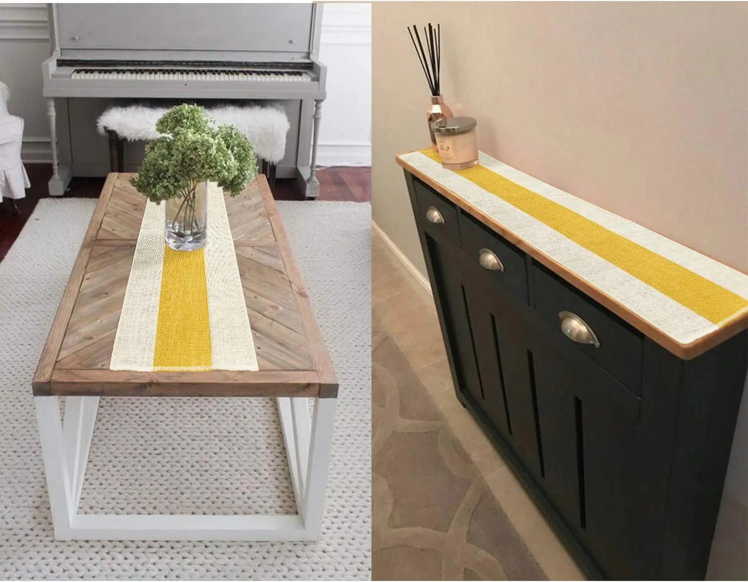 Colored Finished Edge Home Decor Jute Table Runner