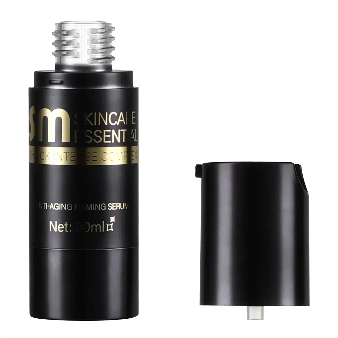 Luxury New Black 30ml 50ml 100ml Aluminum UV Skincare Bottle Sets Packaging Clear Frosting Glass Bottle with Silica Gel Dropper