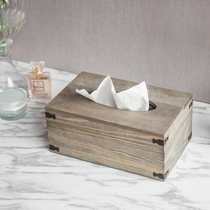 Luxury Design Natural Wood Tissue Box with Cover
