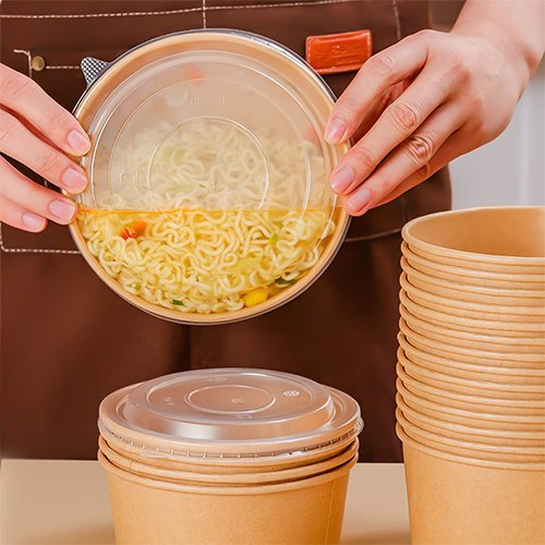 First Choice for Environmental Protection! 600ml Kraft Paper Bowl, PE Coated Oil Proof, Price Surprise