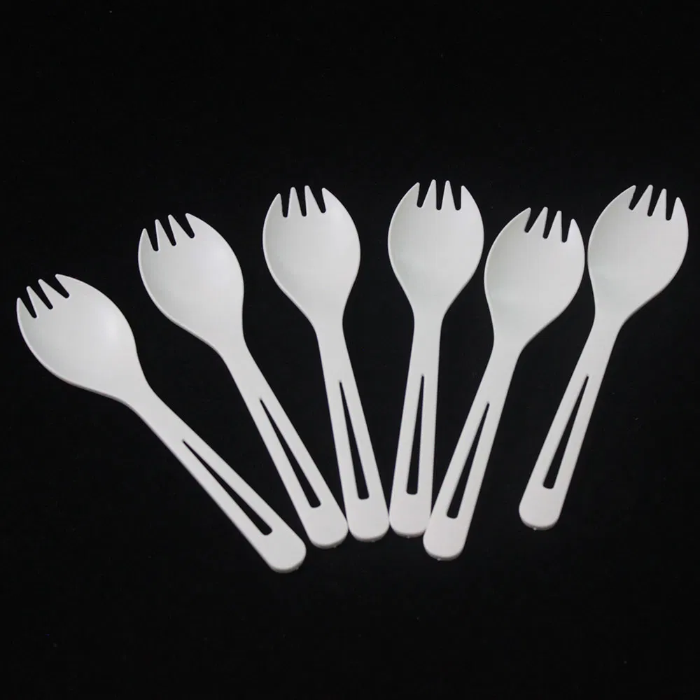Wholesale Disposable Compostable Biodegradable White Color Cutlery Cornstarch Spork Spoon