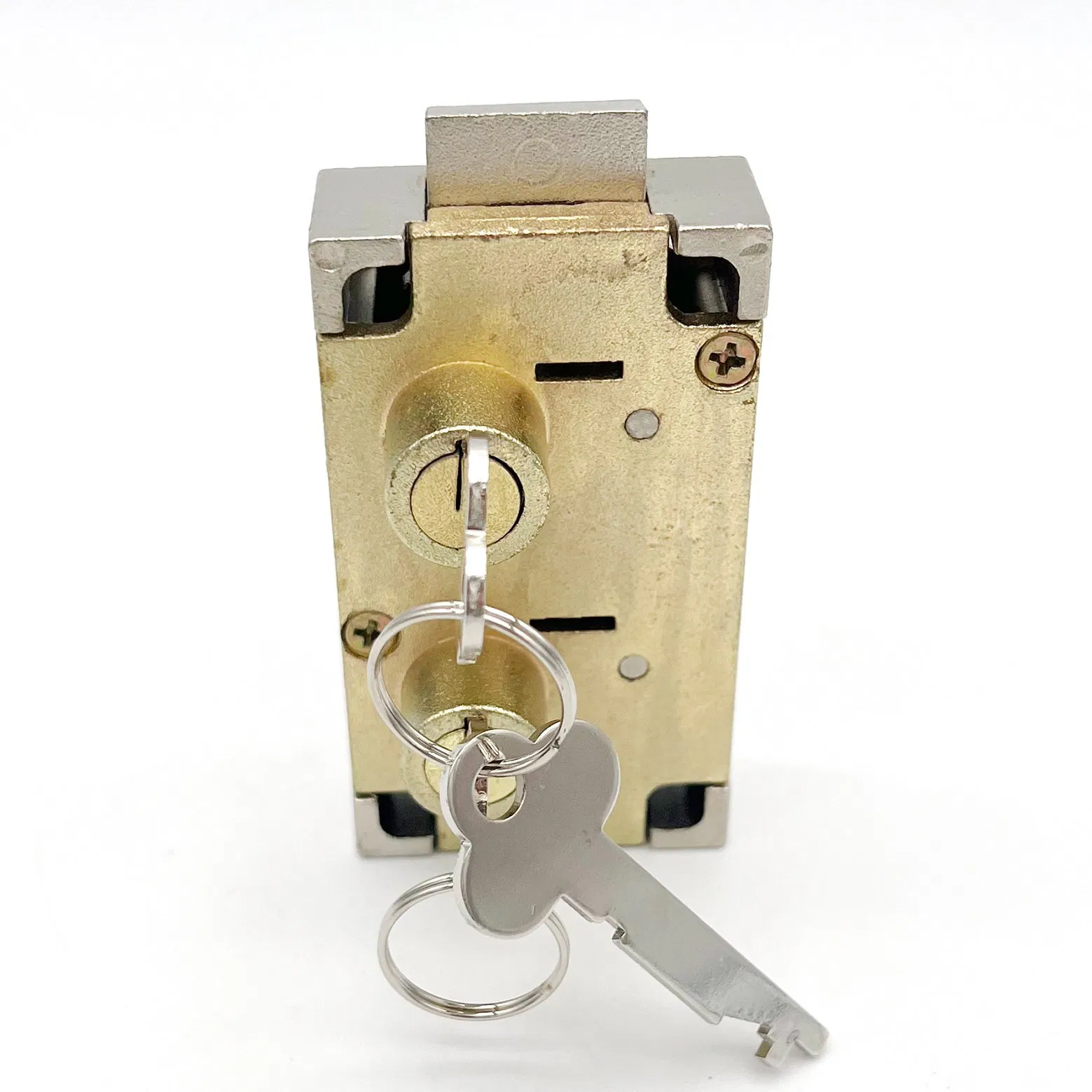 Double Key Changeable Safe Deposit Lock with Brass Finish Right Hand Opening
