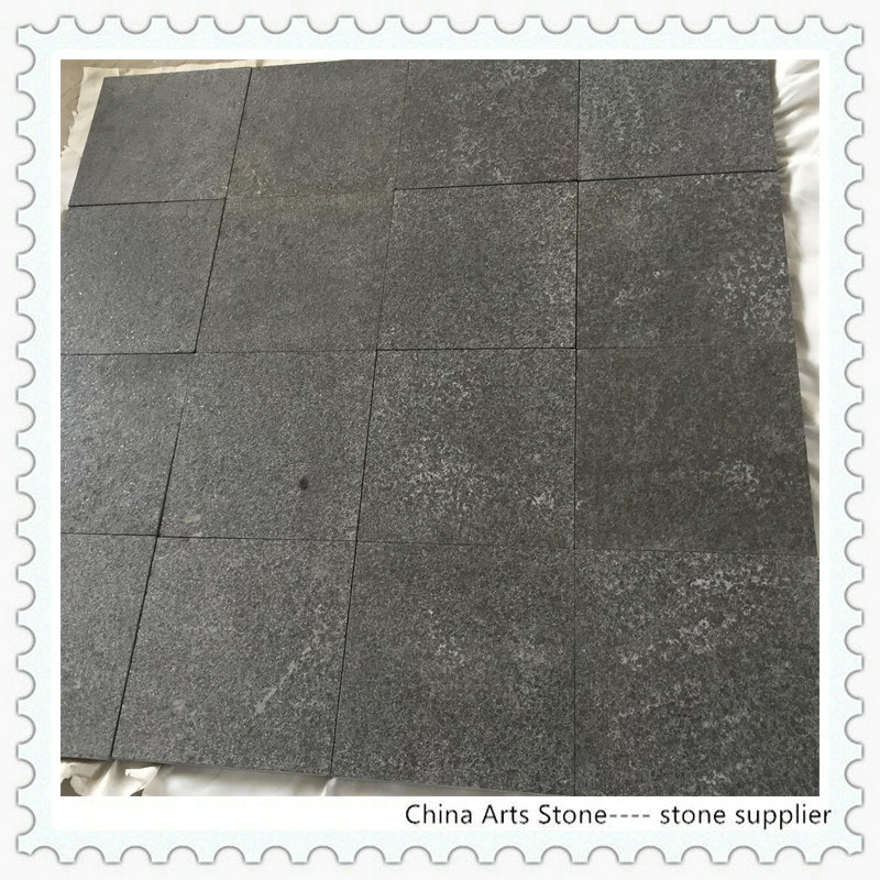 China Flamed Pearl Black Granite Tile for Garden Paving