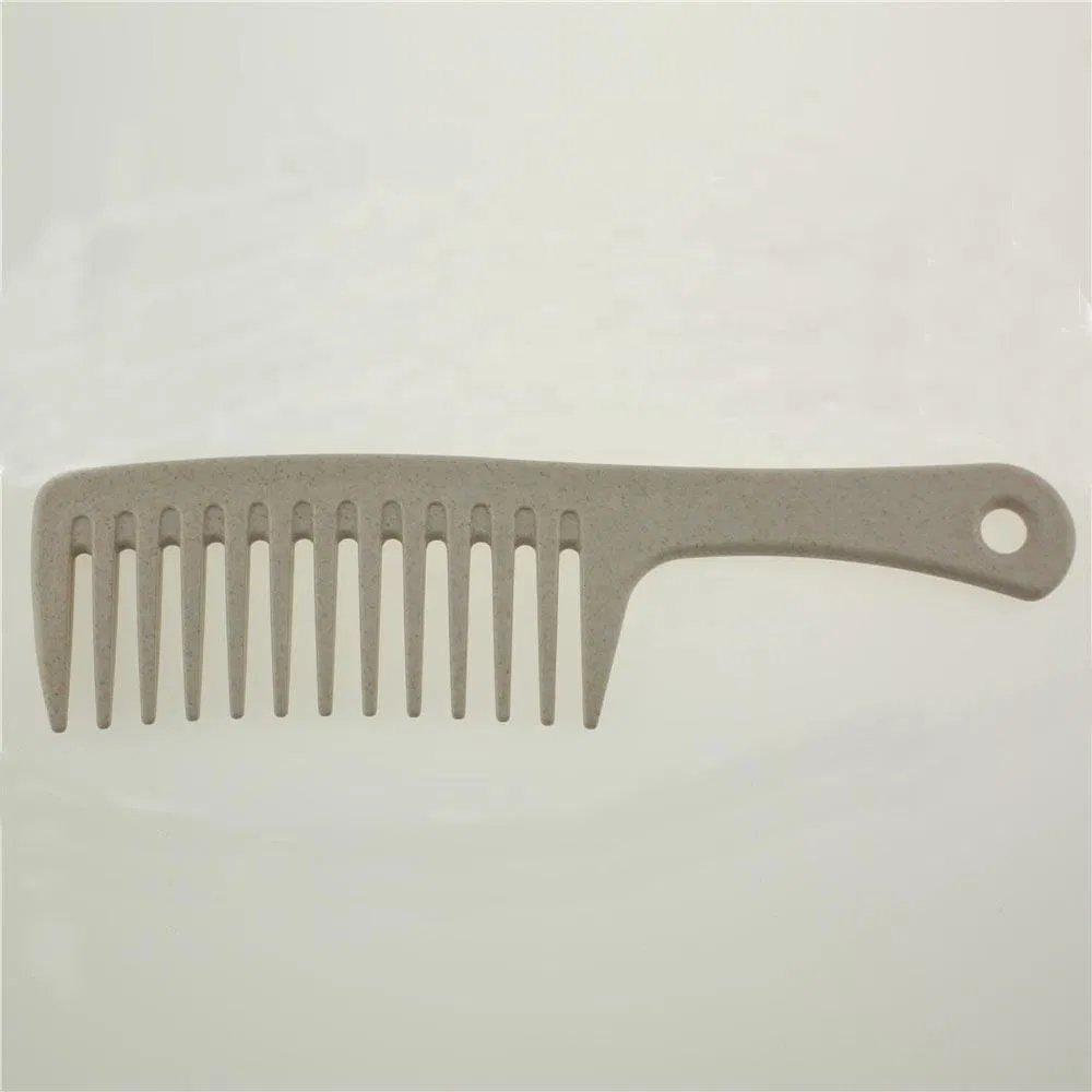Custom Logo Eco Home Use Hotel Combs Biodegradable Natural Wheat Straw Wide Tooth Hair Comb