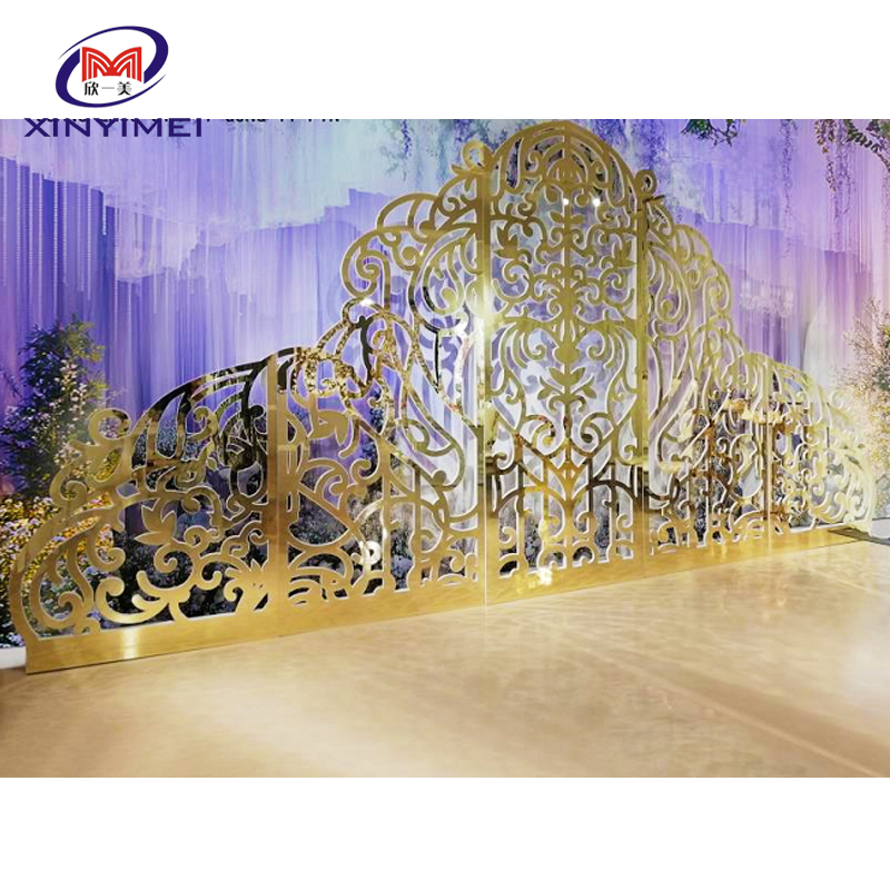 Popular Hotel Banquet Event Wood PVC Gold Wedding Panel Backdrop