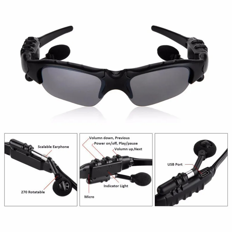 New Popular Hot Selling Wholesale Outdoor Cycling Sports Wireless Glasses Headphones with Microphone Smart Bluetooth Sunglasses
