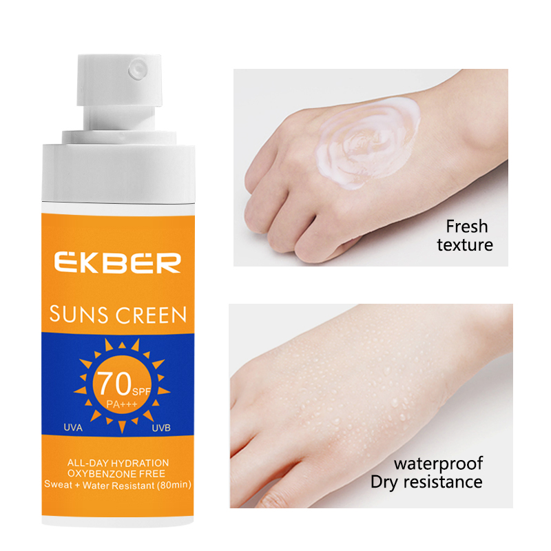 High Quality Wholesale Brightening Face Care Sunscreen Lotion Purslane Physical Sunscreen Cream SPF70+++ 60ml