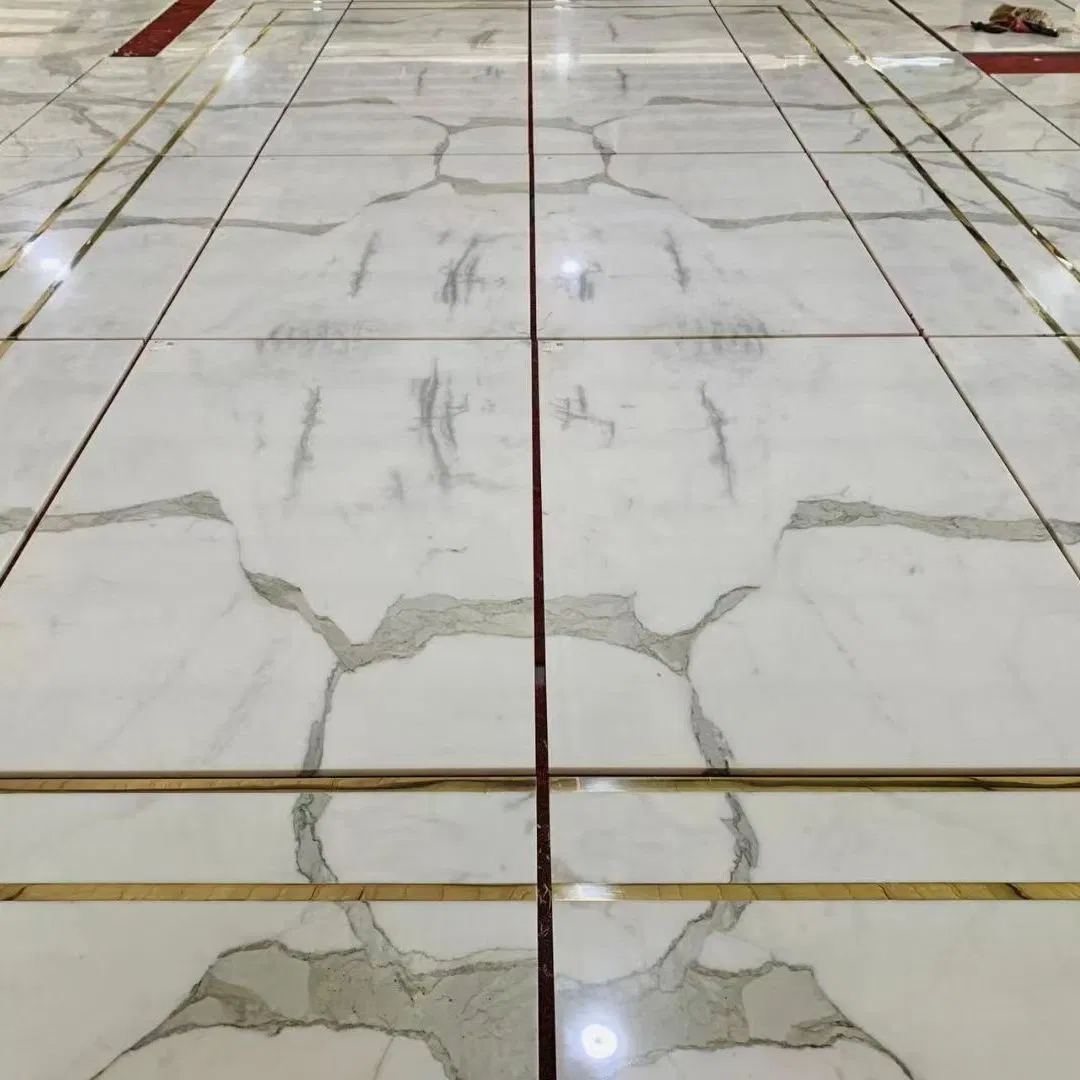 Luxury Natural Stone Polished Calacatta Oro White Marble for Slab Feature Wall / Countertop/Bathroom/Vanitytop