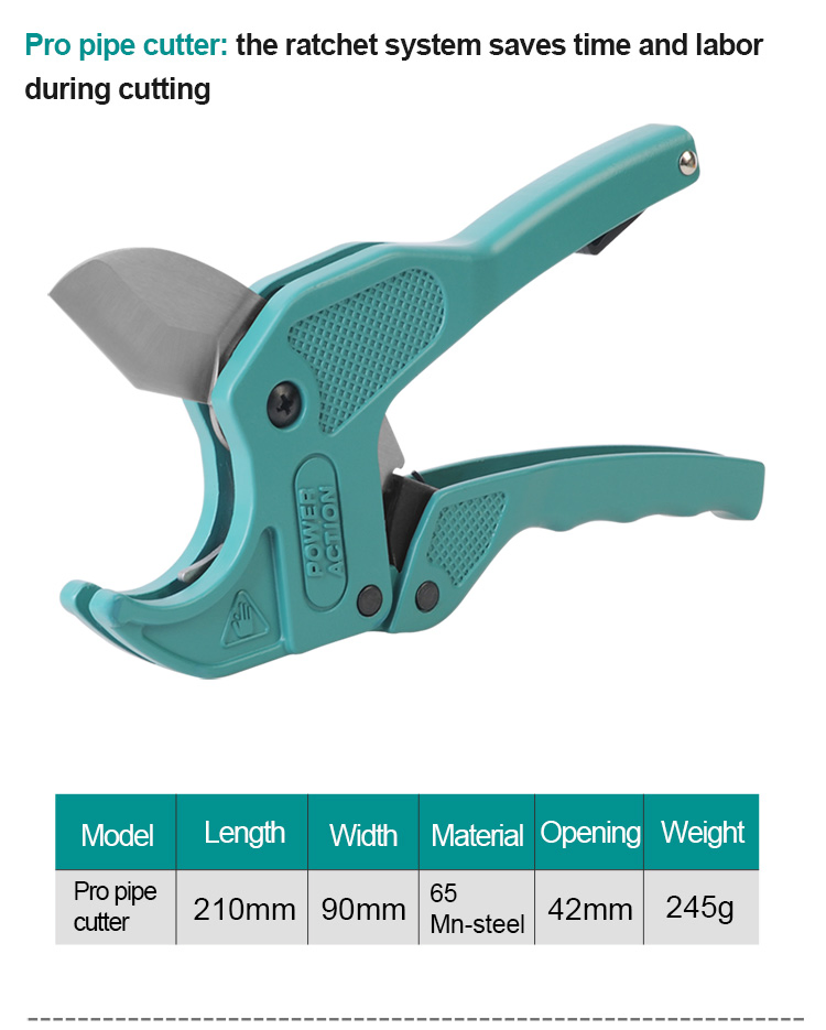 Power Action Hand Tools Portable PVC PP PE Plastic Pipe Tube Cutter