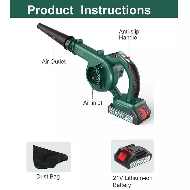 21V Garden Power Tools Portable Hand Battery Brushless Electric Storm Gun Blower Snow Air Mini Lithium Cordless Leaf Blower