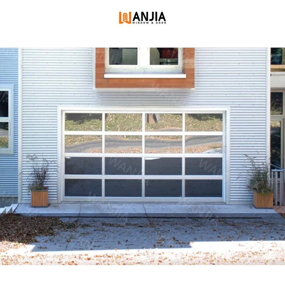 Automatic Black Aluminum Frosted Glass Sectional Residential Garage Door