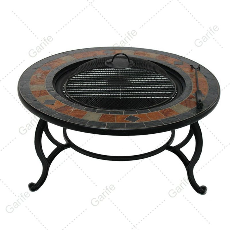 Customized Mosaic Table Fire Pit Outdoor Fire Pit with Slate Tile Mantel