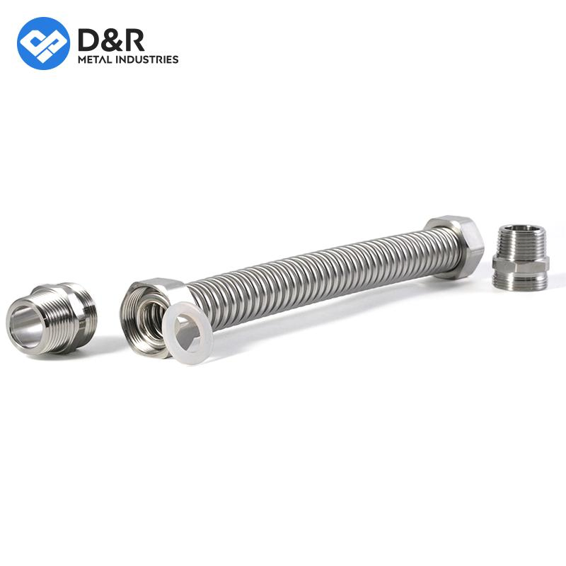 D&R High Quality SS304 Stainless Steel Central Air Conditioning Bellows Copper Joint DN20 Fan Coil Metal Hose