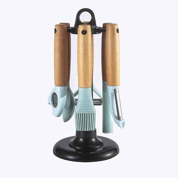 6 PCS Kitchenware Blue Wood Handle Kitchen Gadgets Set Utensils Set