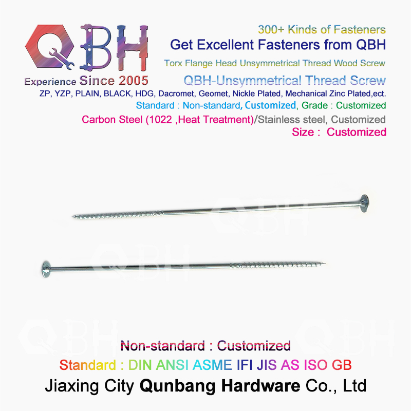 Qbh Customized Knurled Body Torx Flange Round Head Unsymmetrical Thread Furniture Decking Deck Chipboard Cabinet Self Tapping Self-Tapping Wood Screw Nail