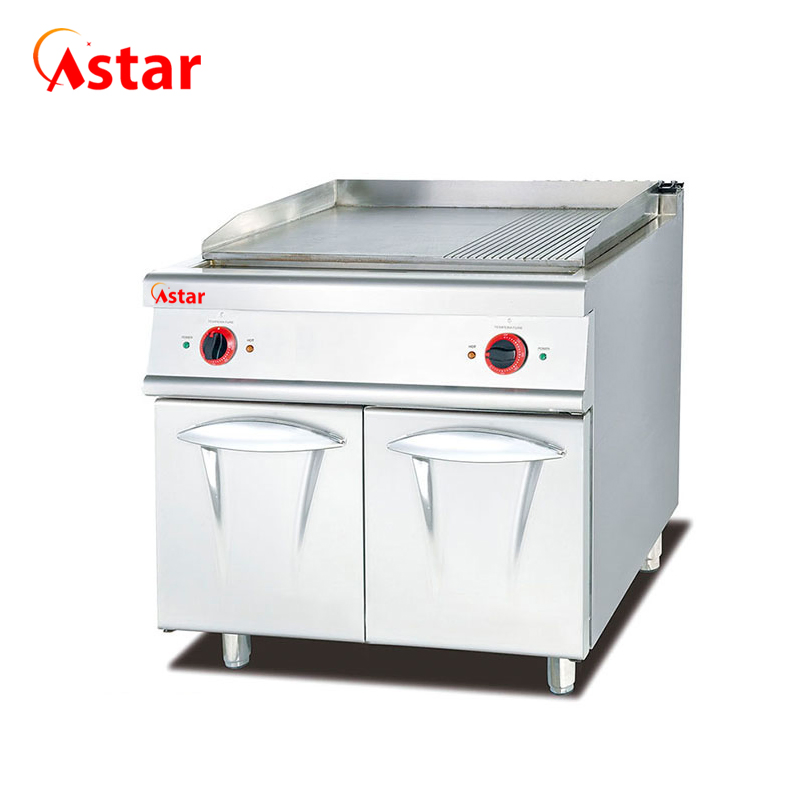 Commercial Kitchen Equipment 1/3 Grooved Electric Griddle with Cabinet