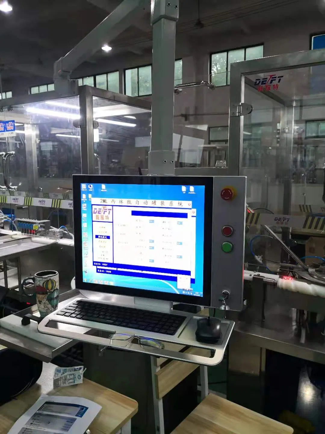 18.5 Inch Industrial Operation Panel HMI Cantilever Enclosure Supported Arm System Control Panel IP65 Waterproof Dustproof Capacitive Touch Screen LCD Display