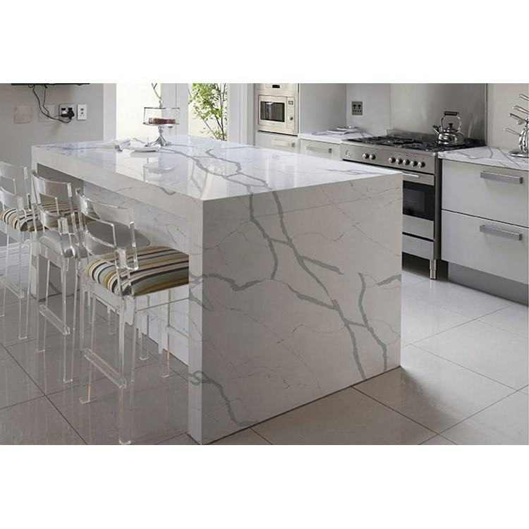 New Matching Kitchen Cabinets Countertops Calacatta White Quartz Countertop