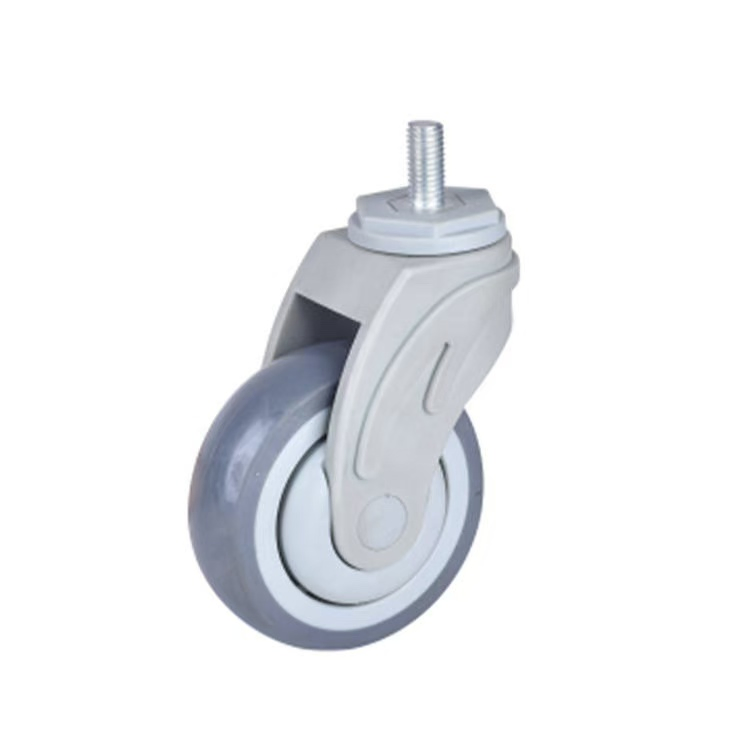 3''4''5'' Threaded Stem, All-Nylon Braking Casters, High-Performance Medical-Grade Gray TPR Casters