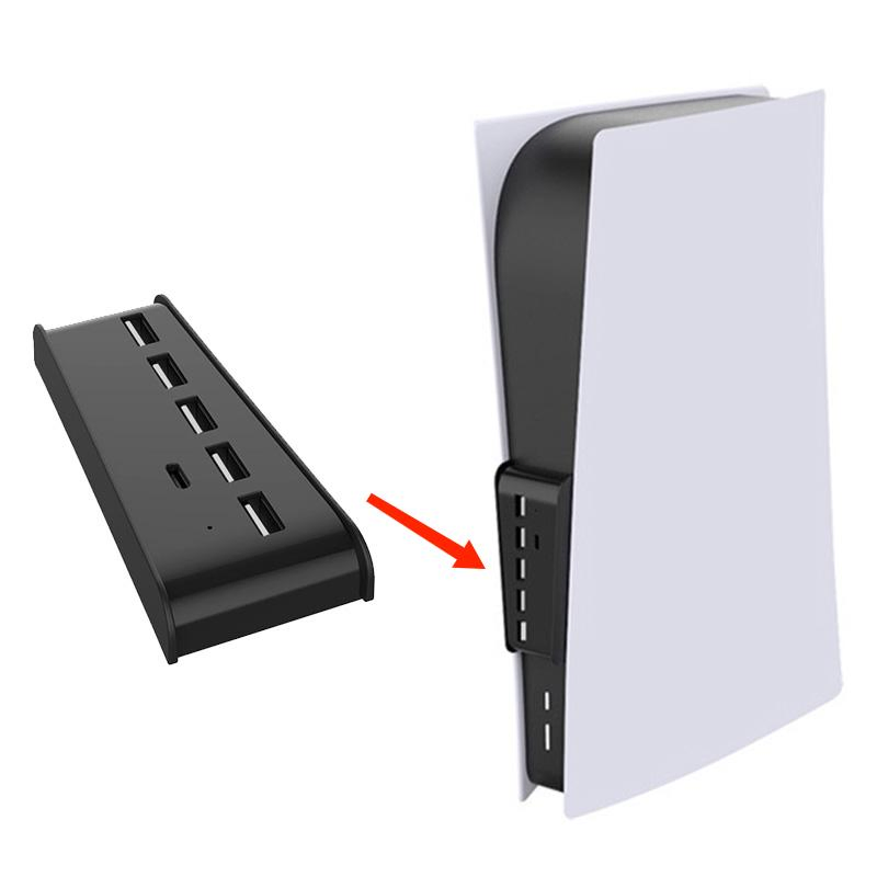 Hot Sale High Speed Transfer Multi-Function 4 USB 3.0 Hub Port 1 Type-C Charge Port for PS5 Accessories