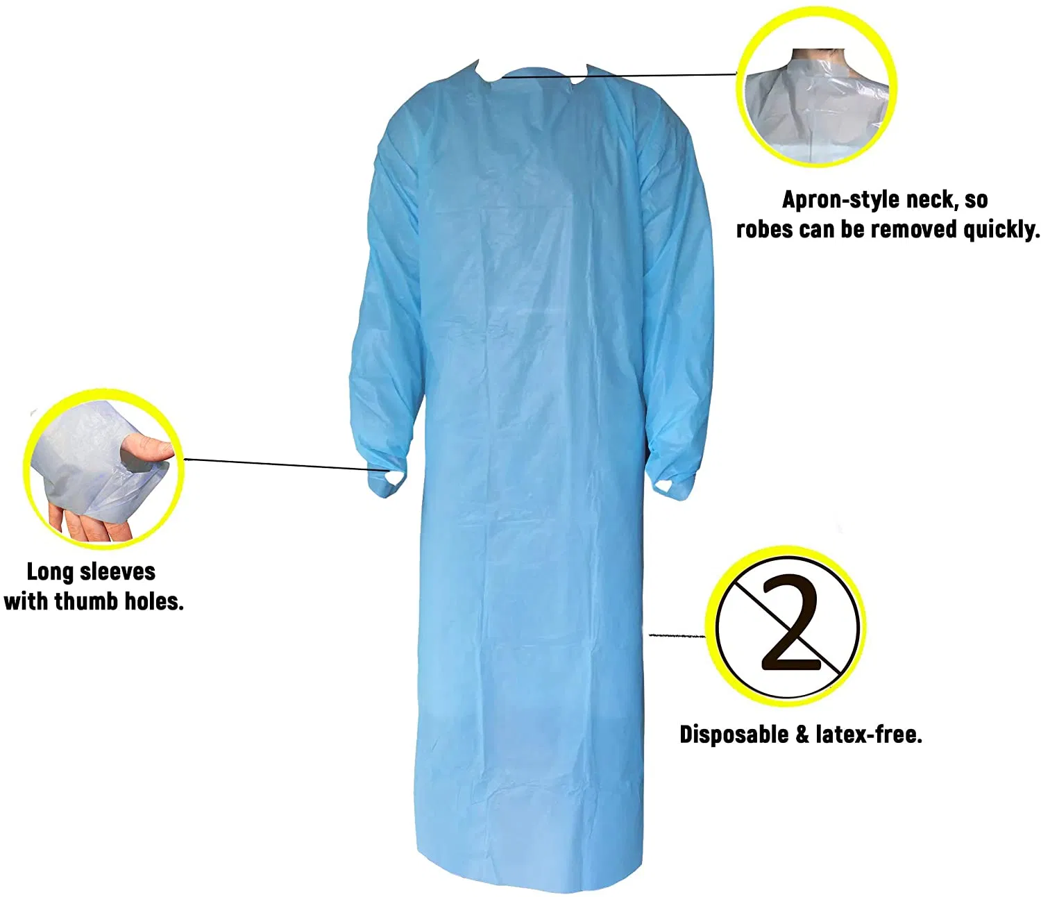 Waterproof/Plastic CPE/Poly/PE/PP/Nonwoven Disposable Protective Isolation Gown for Visitor