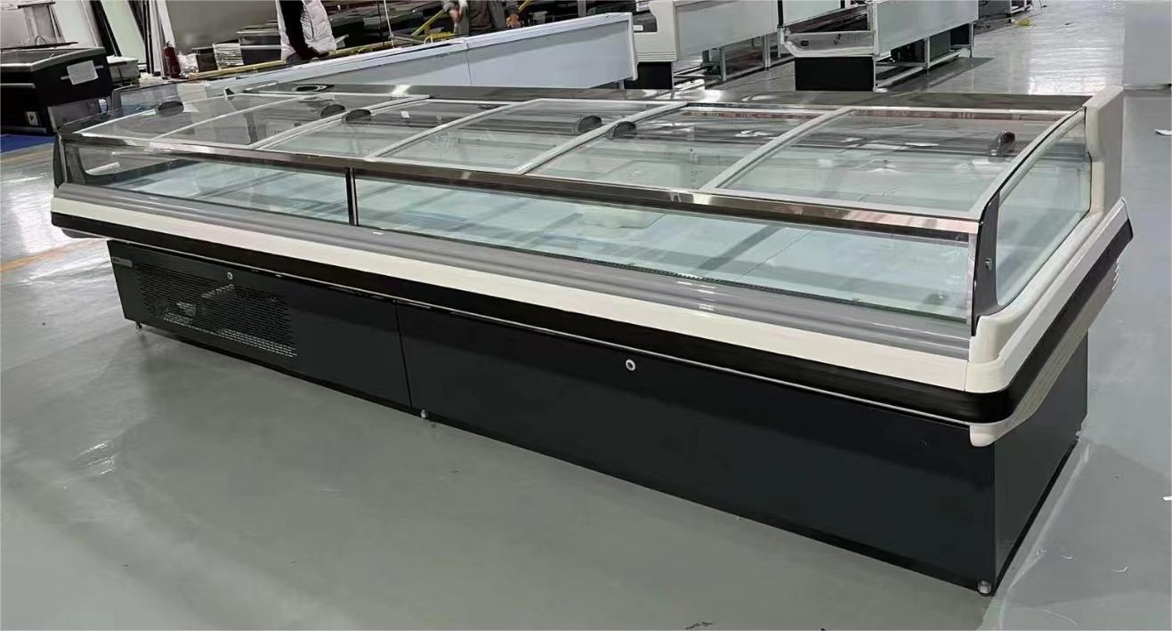 Supermarket and Stores Food, Fish, Fresh Meat Chiller Glass Display Refrigerator Showcase