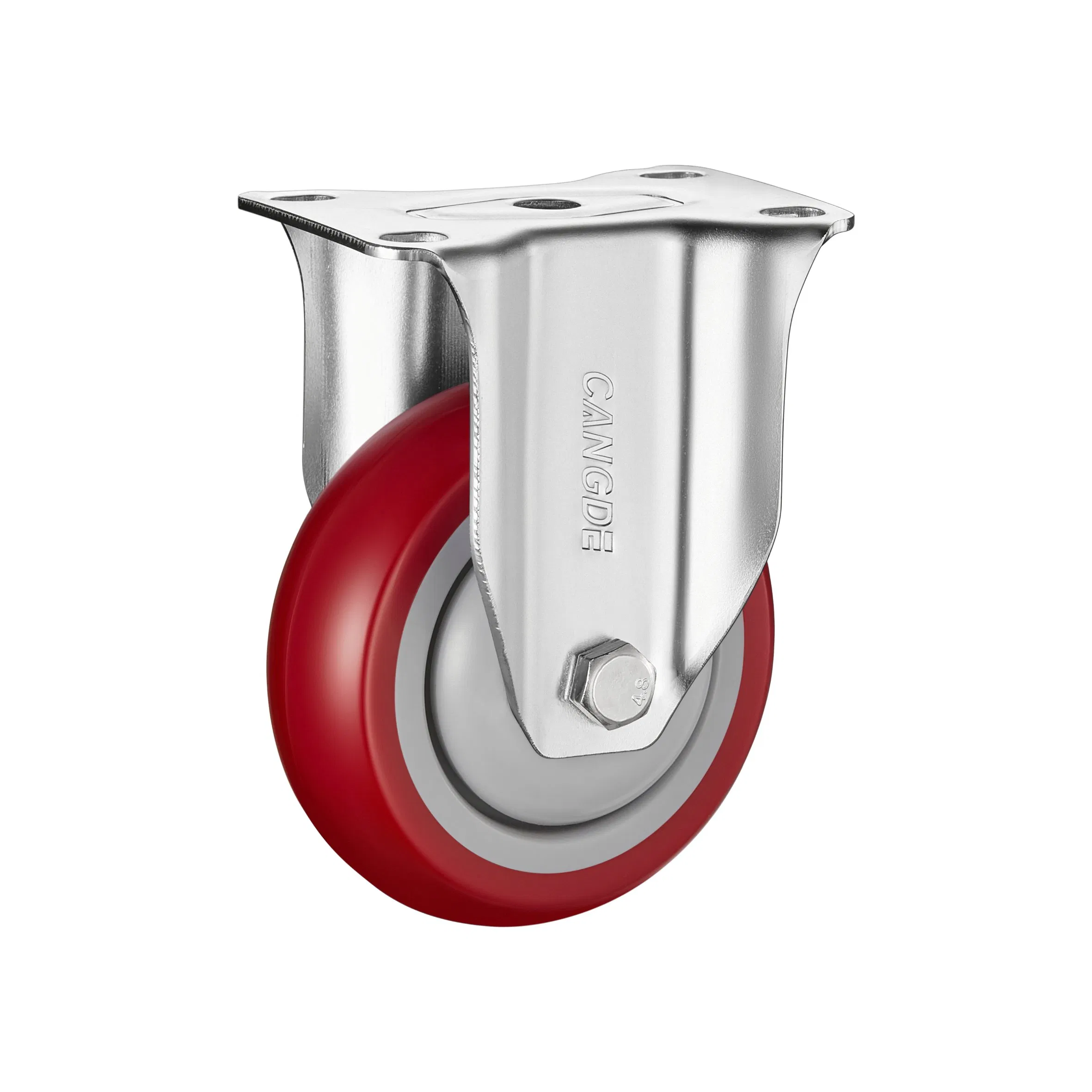 Medium Industrial Casters Basic Threaded Stem Castors 3"4"5" Red Polyurethane Swivel Caster Wheels Without Brakes