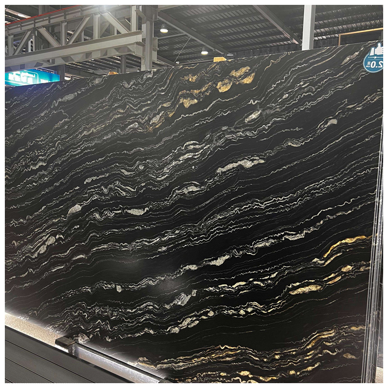 Brazilian Black and Gold Portoro Quartzite Slabs for Countertops