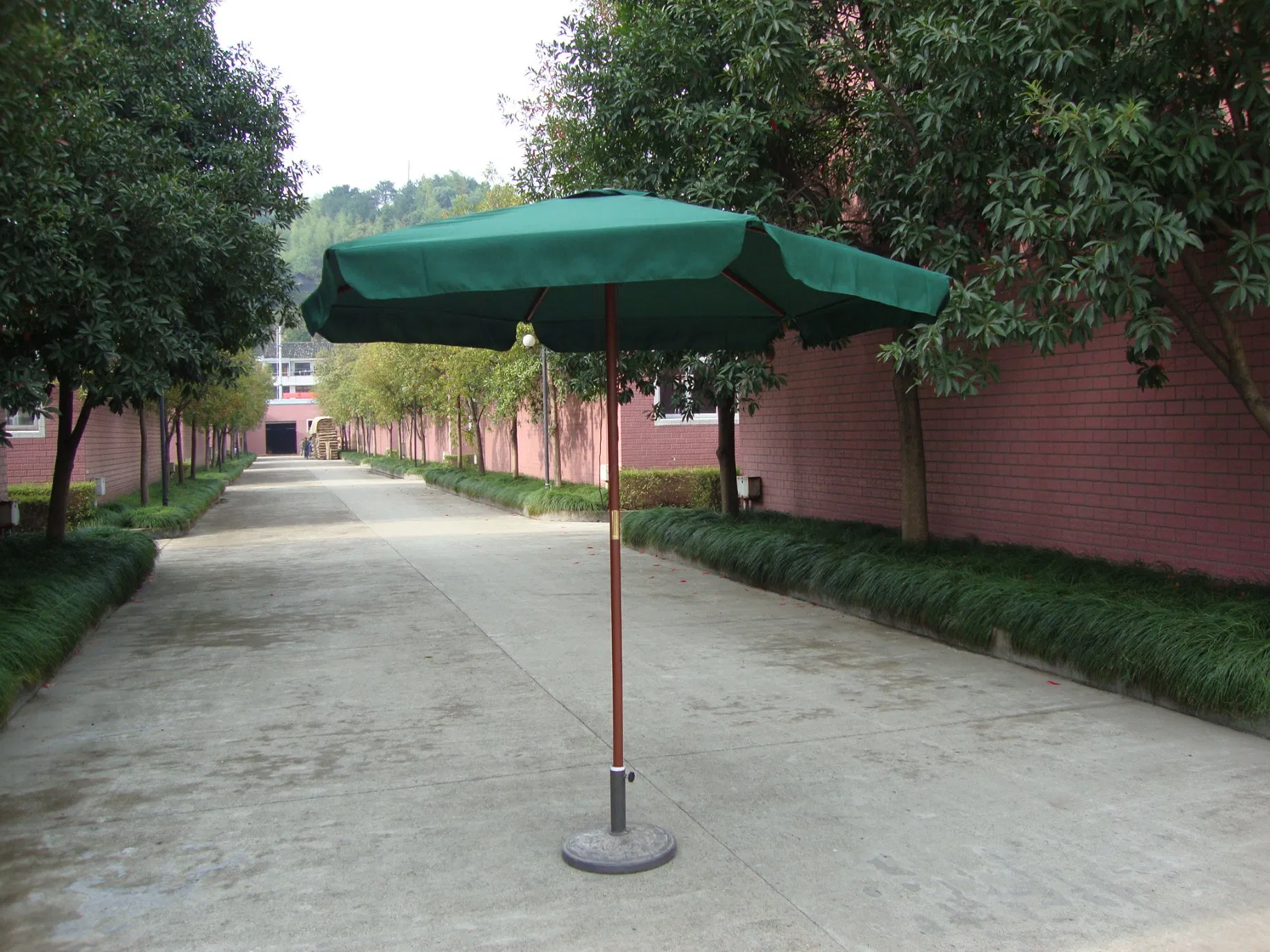 Sun Wooden Parasol Umbrella Dia. 2.5m 6ribs 38mm Pole with Flap