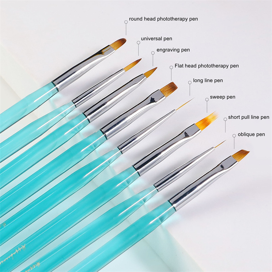 Wholesale New Nail Art Brush Ocean Blue Rod Pull Hook Crystal Pen Light Therapy Nail Pen
