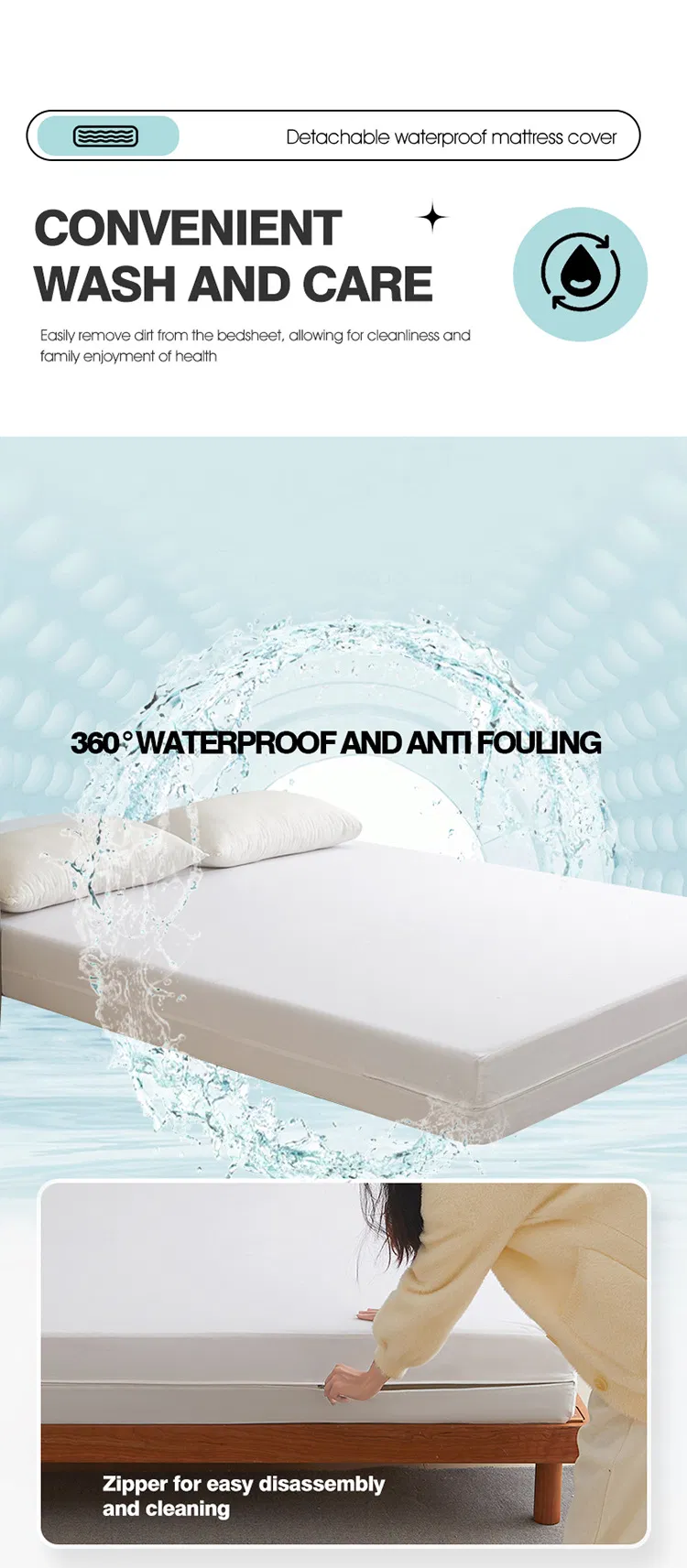 Simple and Comfortable Soft Mattress Waterproof Protector Pad
