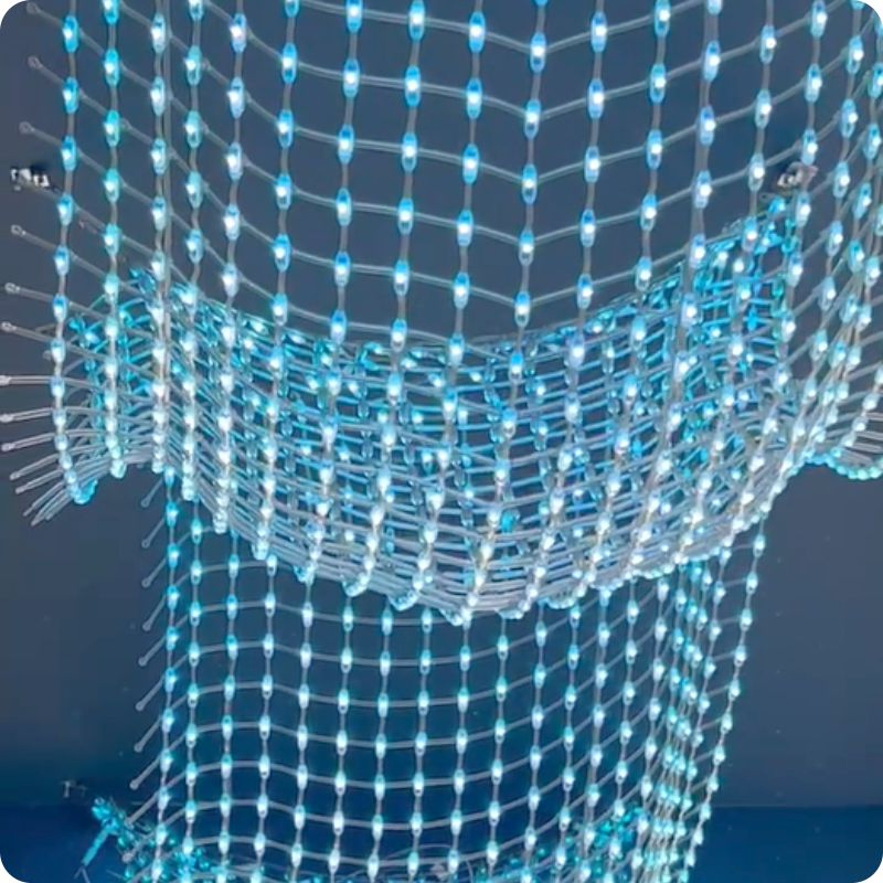 Waterproof Outdoor 3D Mini Bean Mesh LED Light, Lightweight RGB LED Mesh Screen