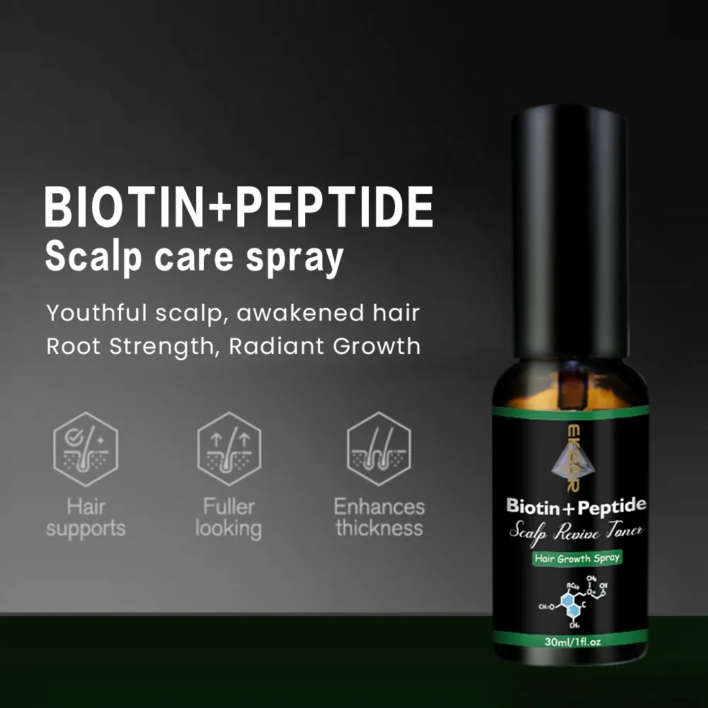 Natural Organic Vegan Hair Growth Serum Treatment Scalp Revive Toner Anti Loss Biotin Peptide Scalp Care Spray