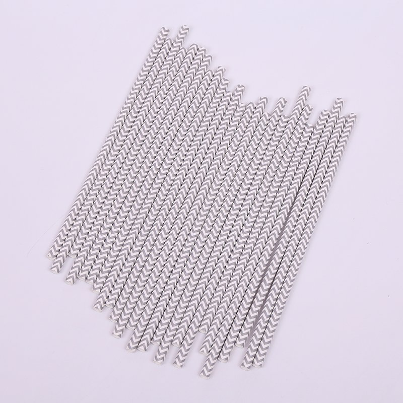 Eco-Friendly Silver Wave Decorative Paper Straws for Parties
