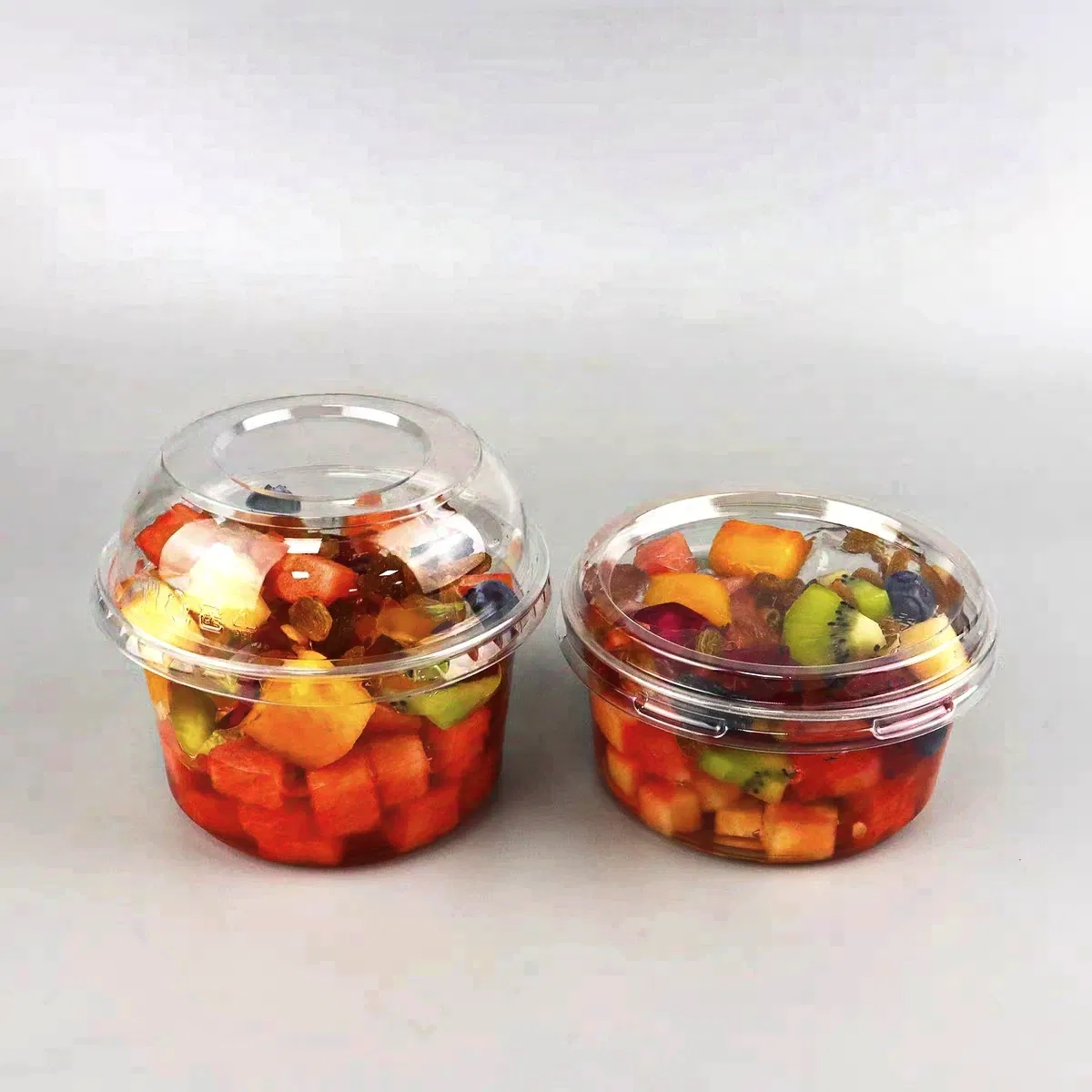 117mm 8 12 16 24oz Disposable Custom Logo Plastic Pet Deli Container Fruit Salad Bowl Cup with Dome/Flat Lid