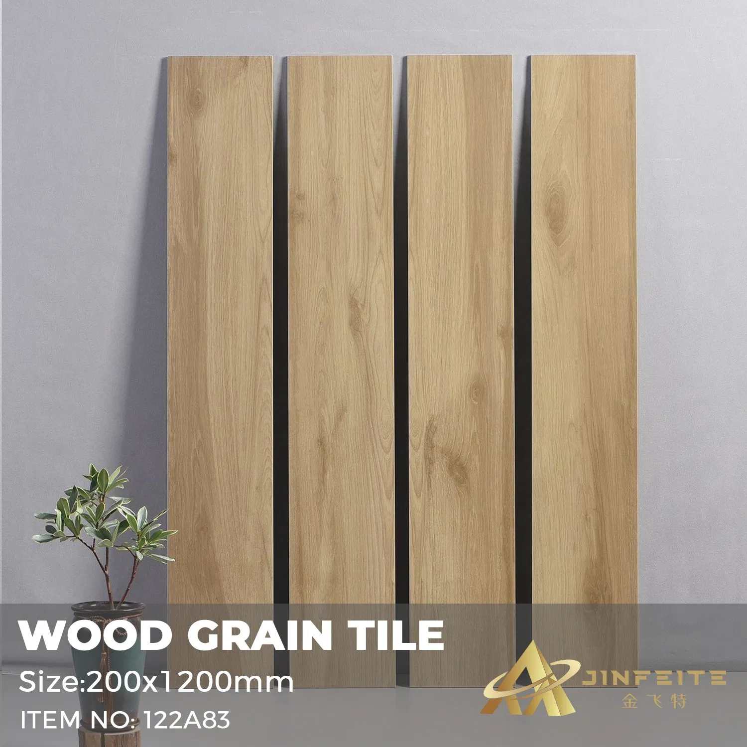 Керамогранитная плитка Ash Grey 200x1200 мм для пола и стен