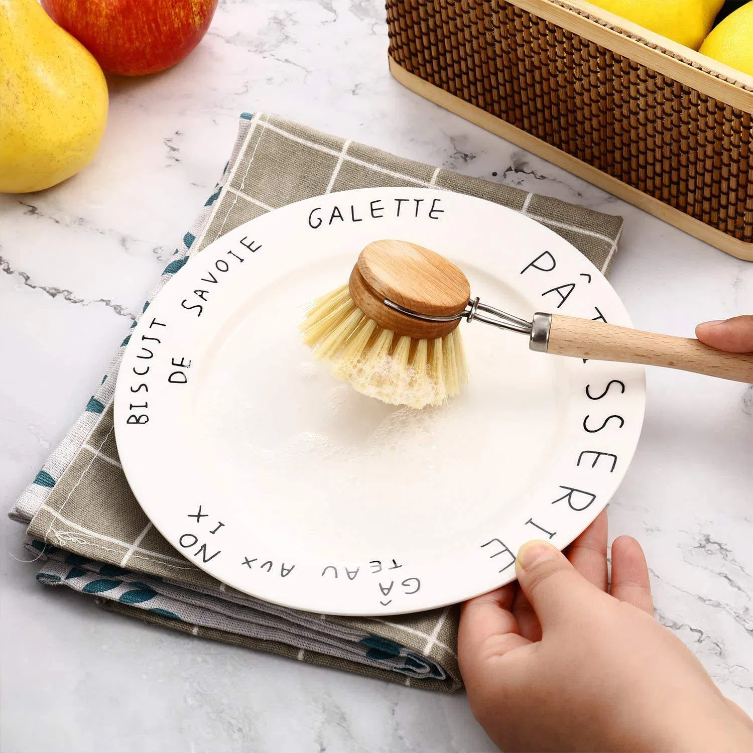 All-Natural Long-Handled Sisal Bristles Cleaning Brush for Kitchen