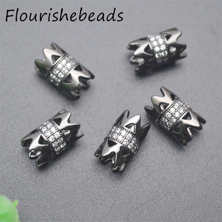 Wholesale Anti-Fading Gold Silver Color CZ-Paved Big-Size Tube Spacer Beads Jewelry Making