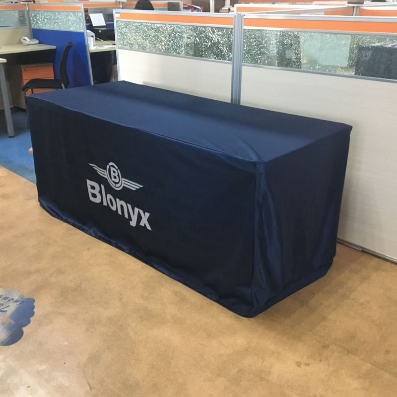 Custom Colour Logo Printing Knitted Polyester Table Cloth, Table Cover Printing