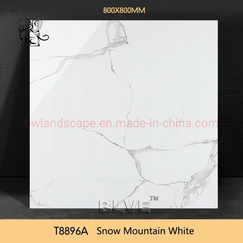 Blve Home Decoration Natural Stone Slab 800*800mm Snow Mountain White Marble Floor Tile