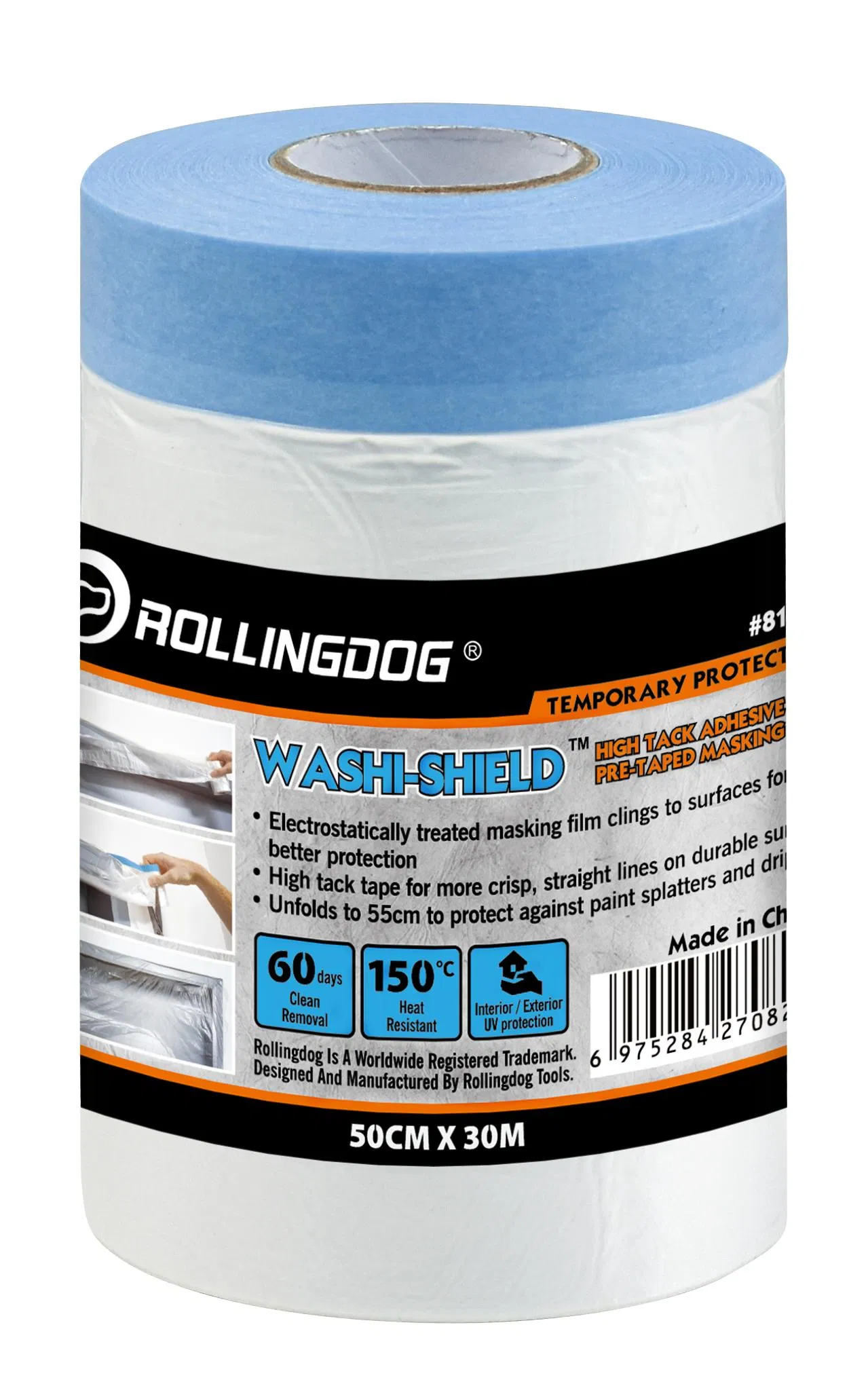 Rolingdog-PRO 81449 High Tack Adhesive Pre-Taped Masking Film 55cm
