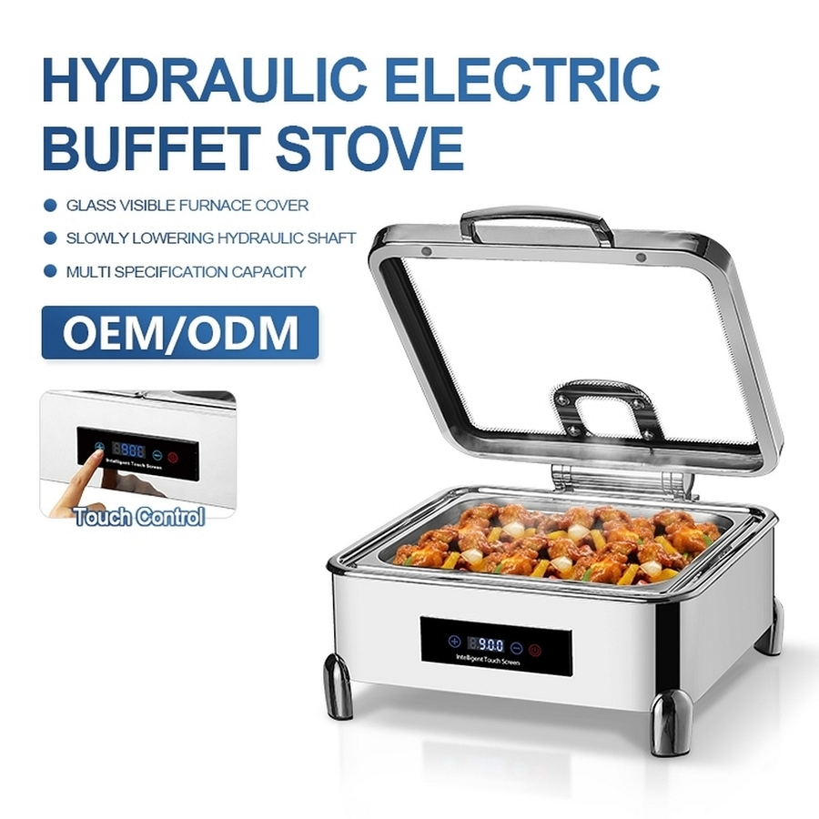 Quick-Heating Shell Foot Hydraulic Square Electric Food Warmer Buffet Cart Stove