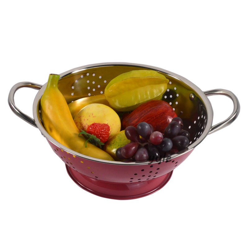 European 201ss 304ss Material Natural Steel Fruit Vegetable Necessary Stainless Steel Colander Set