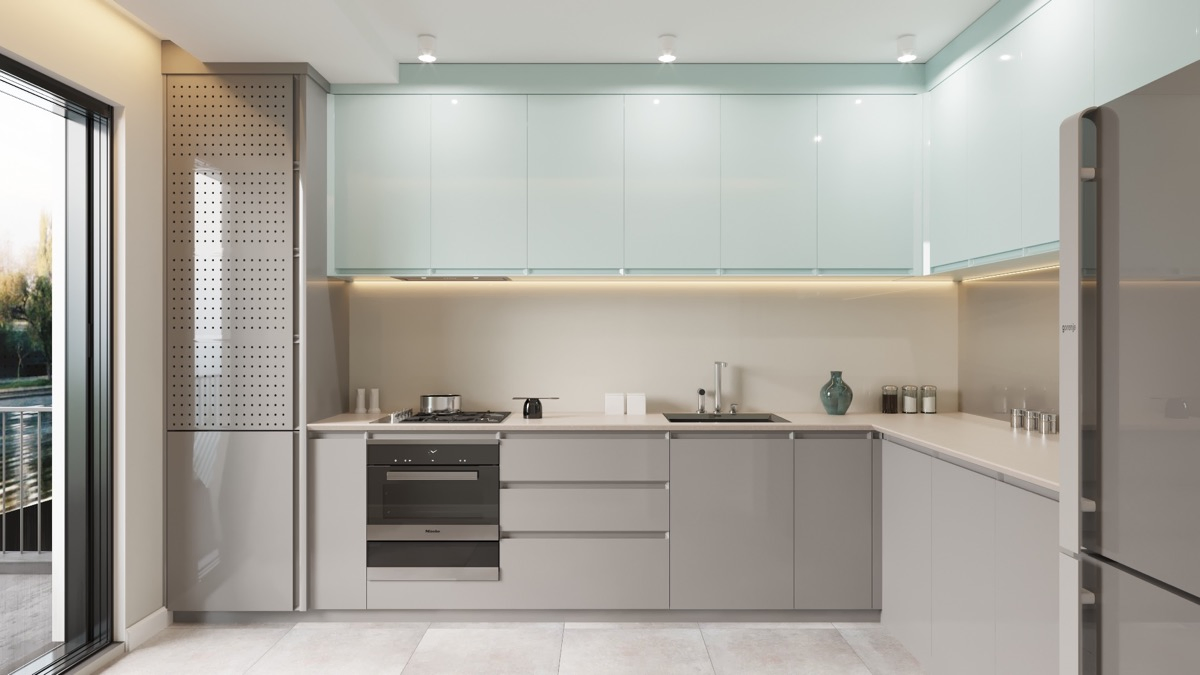 Custom Furniture Luxury Prefabricated Complete Modular Stainless Steel Handless Modern Kitchen Cabinet