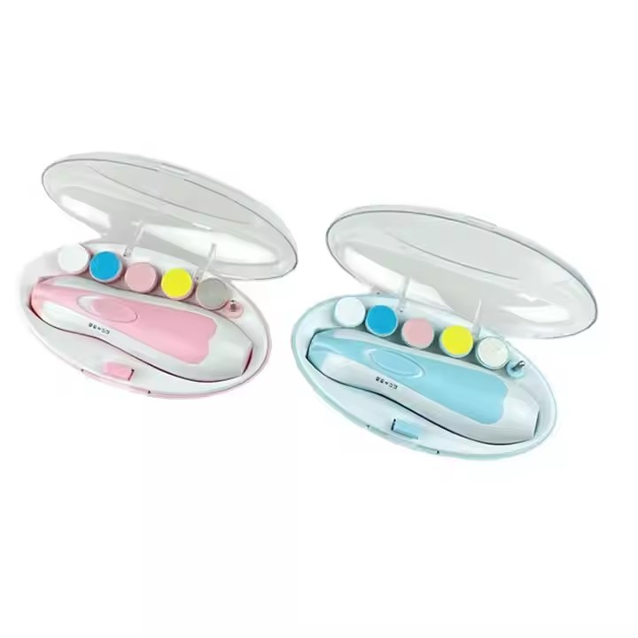 Nail Cutter Baby Nail Trimmer 6 in 1 Safe Electric Baby Nail File Clipper Manicure Pedicure Fingernail Scissors with Light