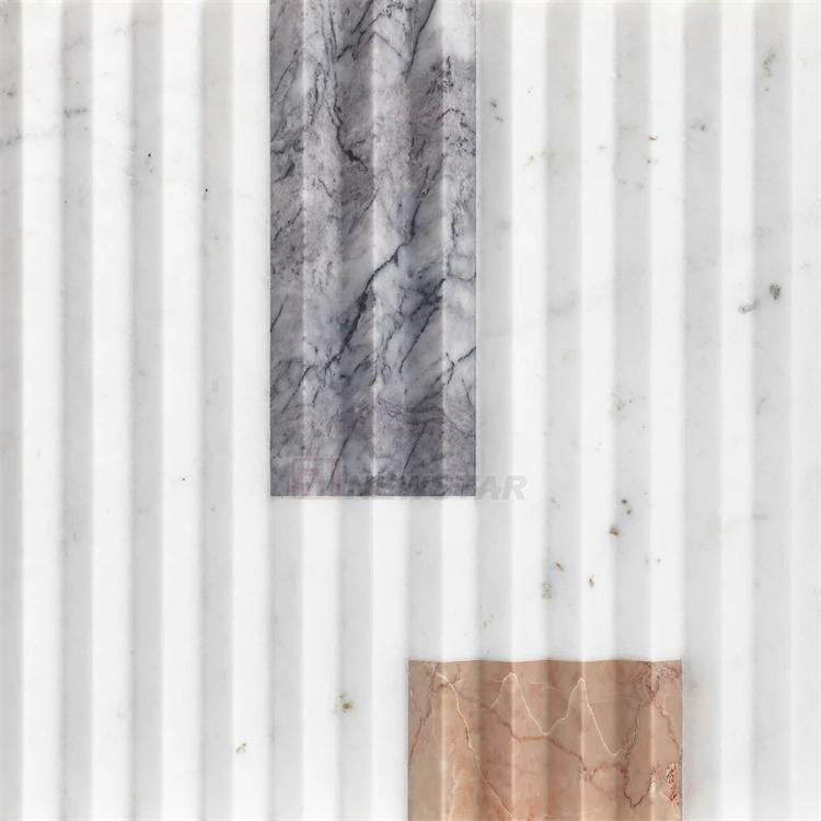 Newstar Wholesale Flute Mosaic Bathroom Wall Tile Calacatta Viola Marble Shower Kitchen Walls Tiles Marble Flute Tile