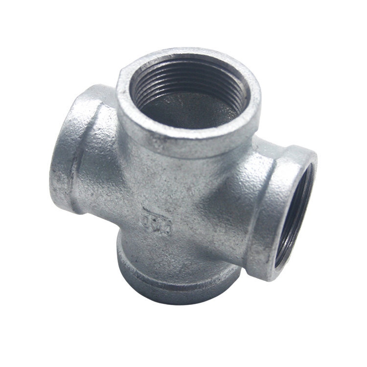 High Quality 3/4 Inch Malleable Iron 4 Way Pipe Fittings Cross Gi Banded BS NPT Thread Pipe Fitting