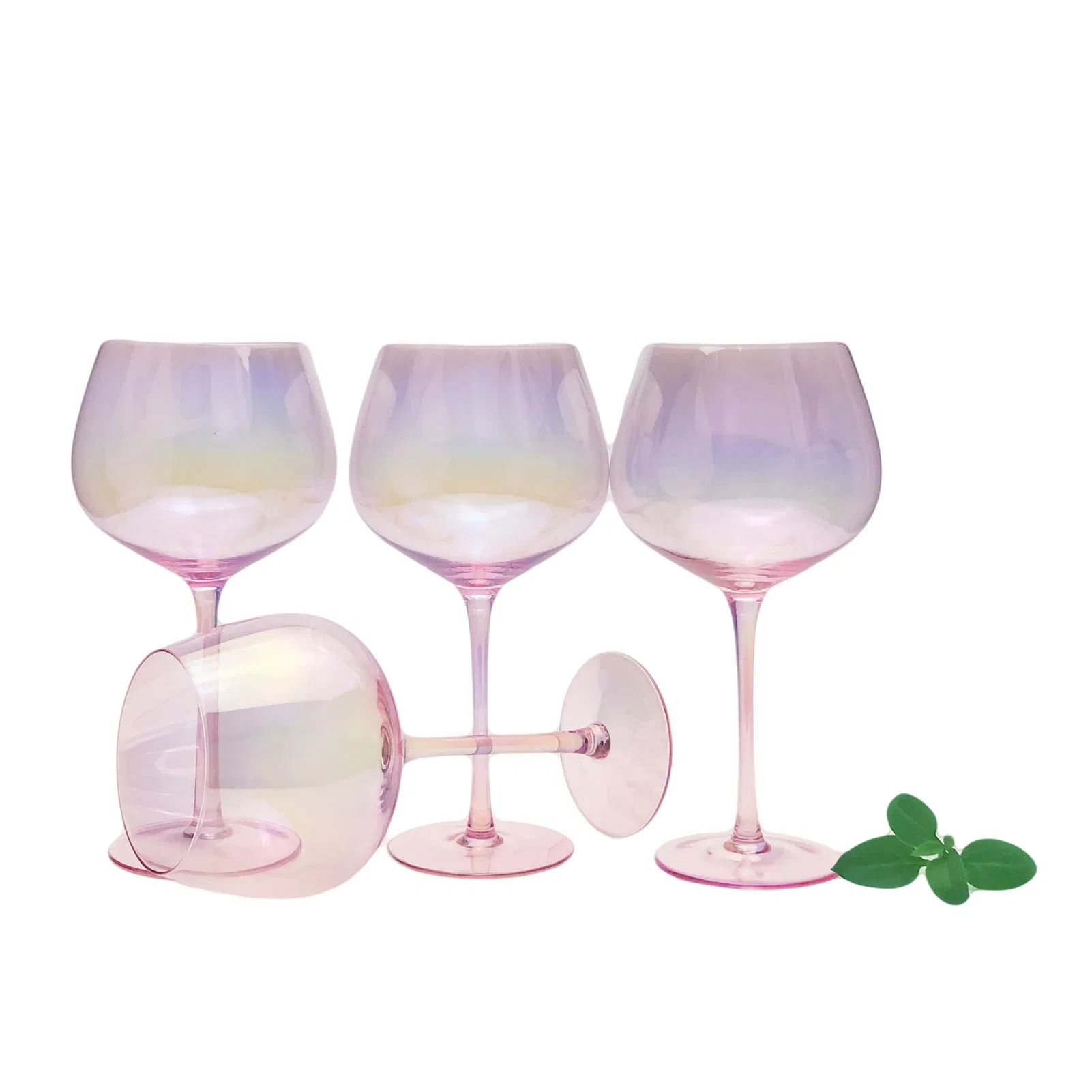 Pink Iridecent Wine Glasses Set