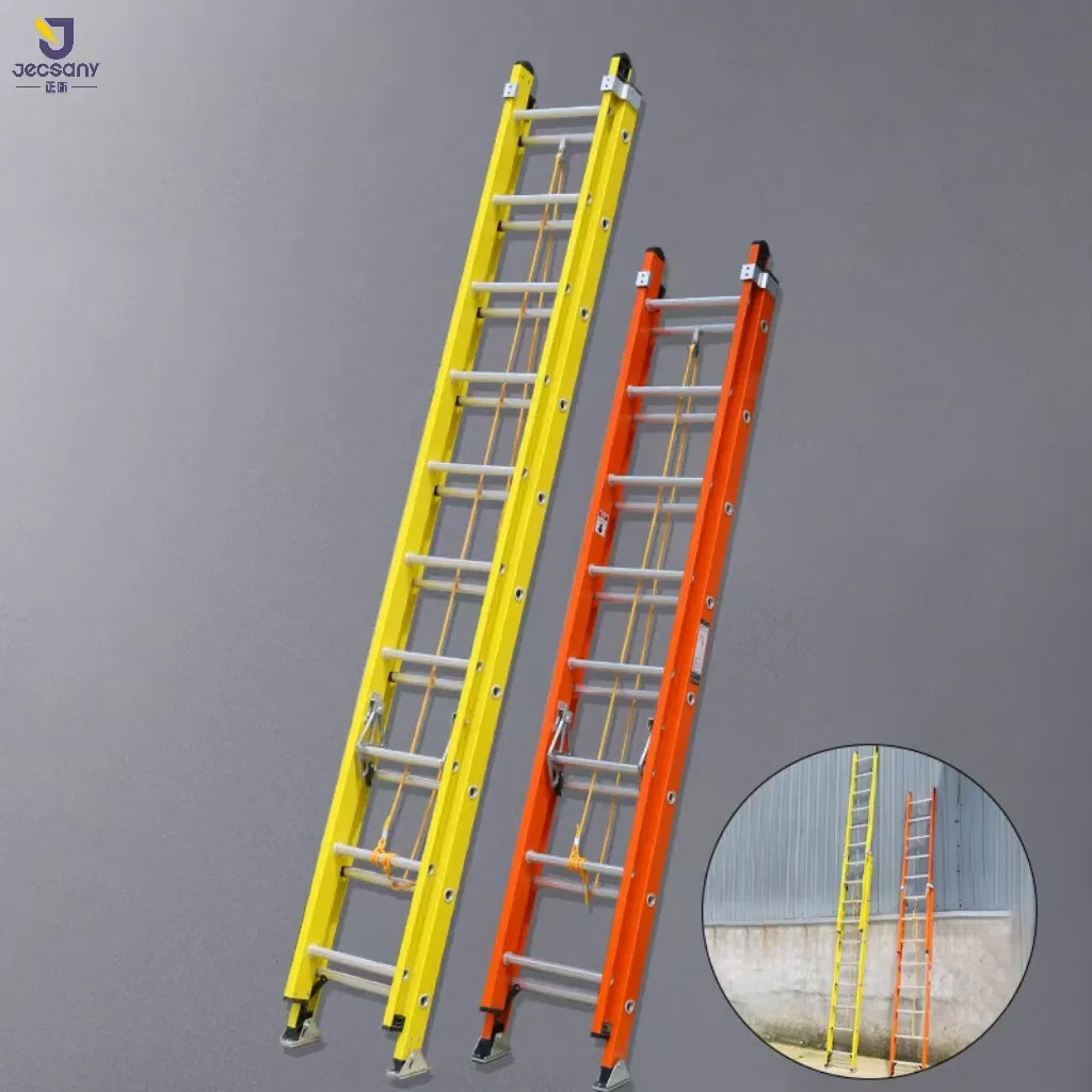 Telescopic Insulated Fiberglass Extension Ladders Multipurpose FRP Material Sliding Outdoor Ladder