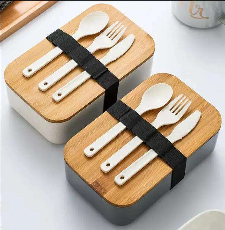 EU Style Eco-Friendly Food Storage Box Portable Snack Bento Lunch Box with Bamboo Lid